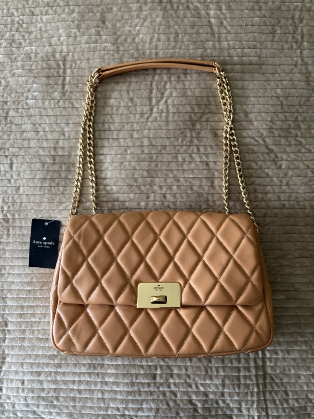 kate spade Carey Medium Flap Shoulder Bag with Gold Hardware in Tiramisu NWT